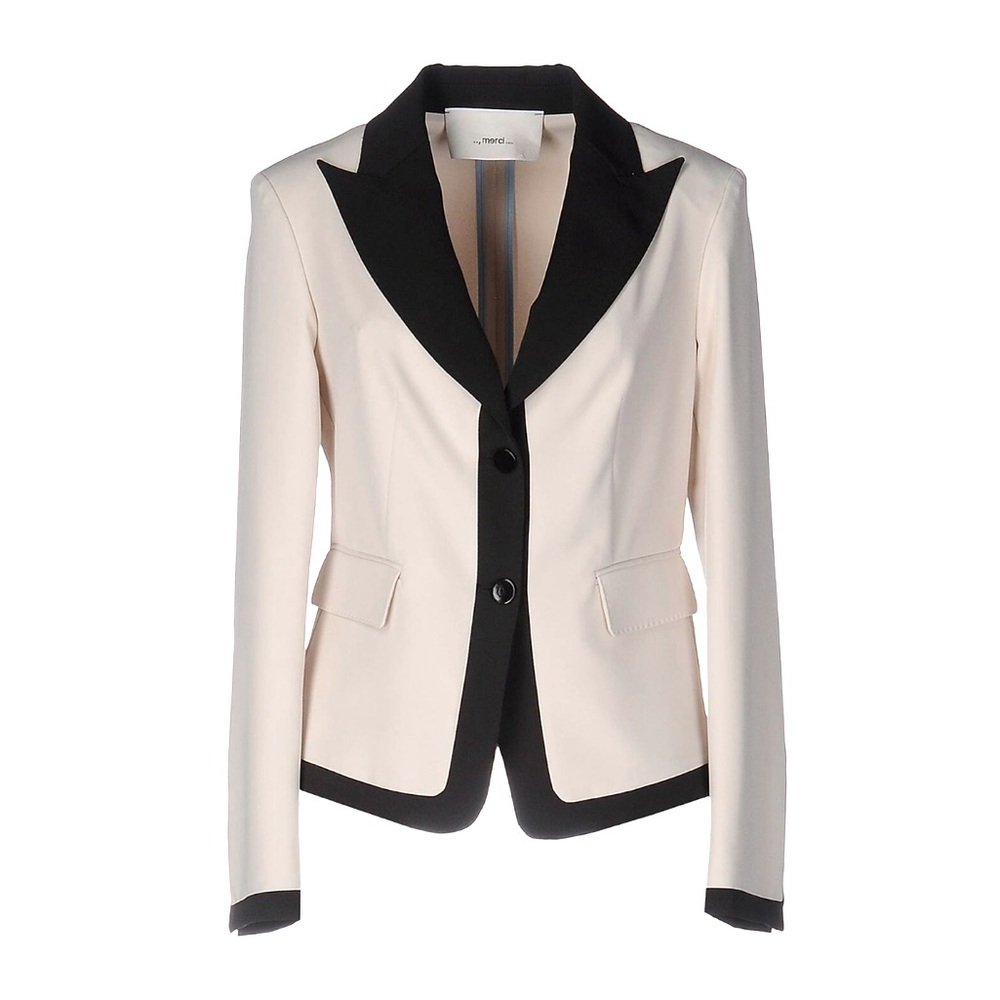 Italian Brand Merci Black and Crème Blazer Size 46 Made in Italy